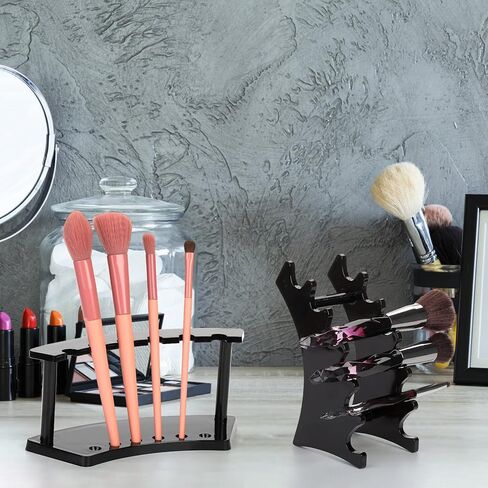 حامل أقلام بلاستيكي من SOUJOY مكون من 8 قطع، حامل عرض القلم ذو 6 فتحات، رف قلم الحواجب الأسود، منظم فرش المكياج لمتجر المدرسة والمكتب المنزلي in Kuwait