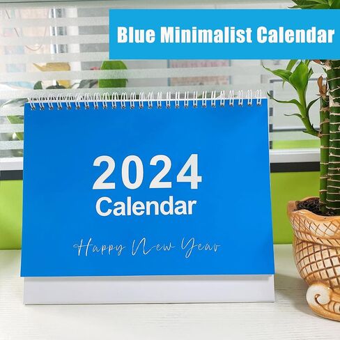 2024 Small Desk Calendar, Standing Desk Calendar, Jan 2024 - Dec 2024 Flip Desktop Calendar, 9''×7.3'' Desk Calendar Small Monthly Desk Calendar for Home, Office and School (2024 Blue) in Saudi Arabia