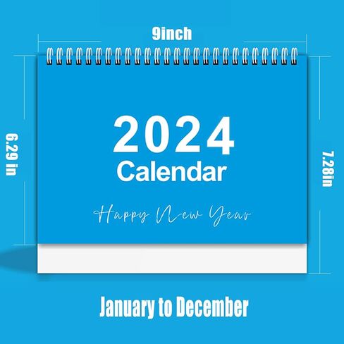 2024 Small Desk Calendar, Standing Desk Calendar, Jan 2024 - Dec 2024 Flip Desktop Calendar, 9''×7.3'' Desk Calendar Small Monthly Desk Calendar for Home, Office and School (2024 Blue) in Saudi Arabia