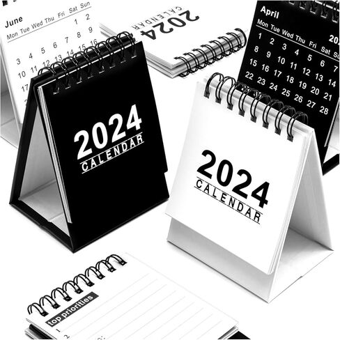 6 عبوات تقويم مكتبي صغير 2024، يناير 2024 حتى ديسمبر 2024، تقويم مكتبي صغير، سهل القراءة، ورق سميك، جدول يومي لمدرسة المكتب المنزلي، 3 × 4 بوصة in Kuwait