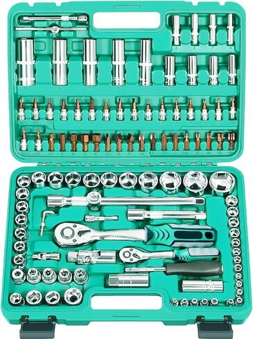82Pcs 1/4"&1/2" Socket Ratchet Wrench Set with Bit Socket Set, 72 Tooth Ratchet Wrench Handle, Metric Mechanics Tool Set for Automotive Repair And Home Use in Saudi Arabia