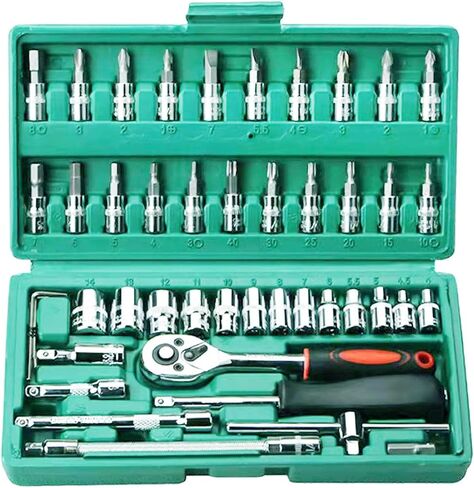 82Pcs 1/4"&1/2" Socket Ratchet Wrench Set with Bit Socket Set, 72 Tooth Ratchet Wrench Handle, Metric Mechanics Tool Set for Automotive Repair And Home Use in Saudi Arabia