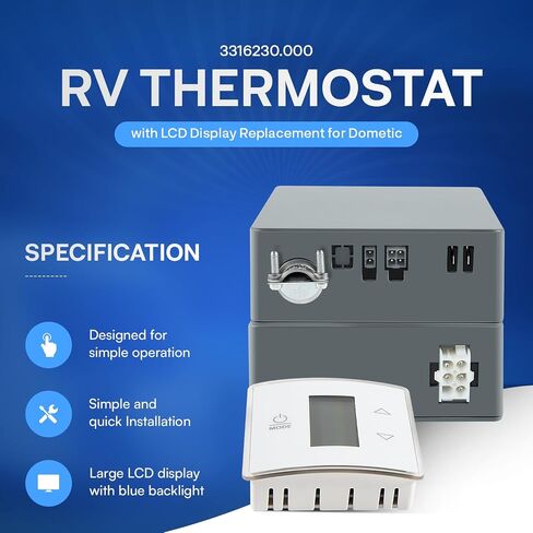 Replacement for Dometic 3316230.000 RV Thermostat with LCD Display, CT Single Zone 12V DC Wall Thermostat with Control Kit for Cool/Furnace Control, Polar White in Saudi Arabia