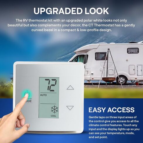 Replacement for Dometic 3316230.000 RV Thermostat with LCD Display, CT Single Zone 12V DC Wall Thermostat with Control Kit for Cool/Furnace Control, Polar White in Saudi Arabia