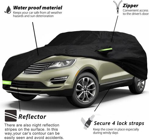 YIXIN غطاء سيارة مقاوم للماء لـ 2015-2019 Lincoln MKC SUV غطاء سيارة بأربعة أبواب مخصص مناسب 100% حزام مقاوم للرياح وباب واحد بسحاب للحماية من الغبار والثلج والمطر in Kuwait