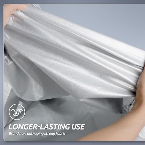 غطاء سيارة ميجافين 6 طبقات مناسب لسيارة دودج تشالنجر 2008-2023، غطاء خارجي مقاوم للماء بالكامل حماية من المطر وأشعة الشمس مع سحاب للباب وقطن داخلي فضي in Kuwait