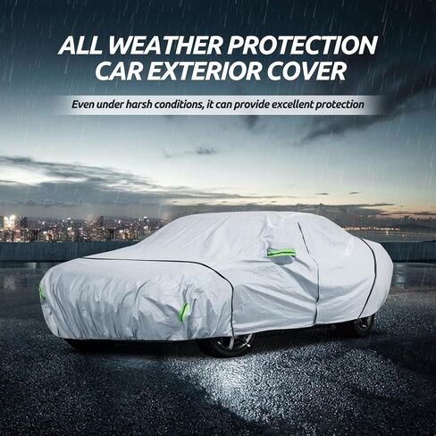 غطاء سيارة ميجافين 6 طبقات مناسب لسيارة دودج تشالنجر 2008-2023، غطاء خارجي مقاوم للماء بالكامل حماية من المطر وأشعة الشمس مع سحاب للباب وقطن داخلي فضي in Kuwait