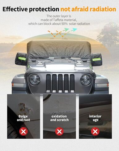 Hoolcar Car Cover Waterproof All Weather Outdoor Car Cover Protect from Snow Rain Hail UV Rays Wind Compatible with Jeep Wrangler JKU JLU 2007-2024, 4 Doors, Black in Saudi Arabia