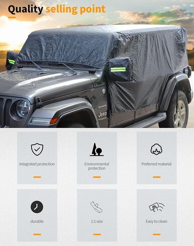Hoolcar Car Cover Waterproof All Weather Outdoor Car Cover Protect from Snow Rain Hail UV Rays Wind Compatible with Jeep Wrangler JKU JLU 2007-2024, 4 Doors, Black in Saudi Arabia