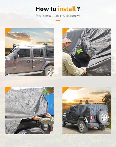 Hoolcar Car Cover Waterproof All Weather Outdoor Car Cover Protect from Snow Rain Hail UV Rays Wind Compatible with Jeep Wrangler JKU JLU 2007-2024, 4 Doors, Black in Saudi Arabia
