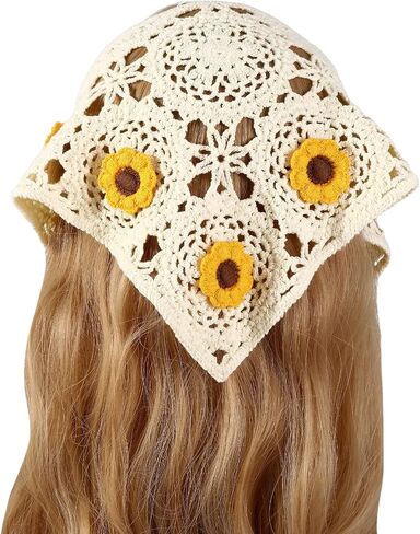 Floerns Women's Accessories Floral Hair Scarf Crochet Kerchief Vintage Headbands in Saudi Arabia