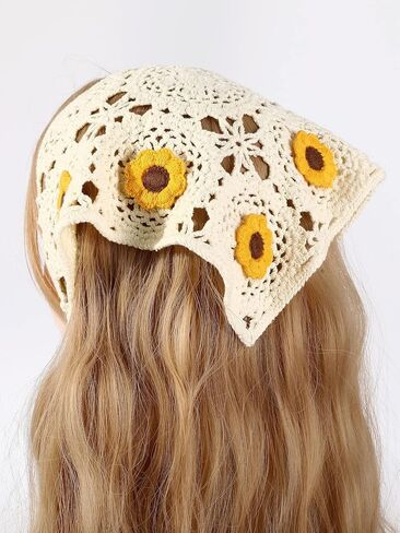 Floerns Women's Accessories Floral Hair Scarf Crochet Kerchief Vintage Headbands in Saudi Arabia