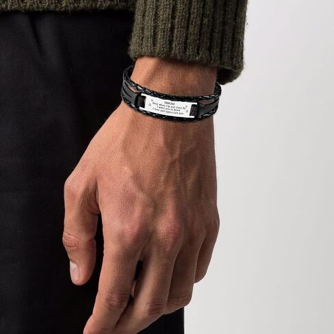 Dad Bracelet Gifts for Dad from Daughter/Son Fathers Day Gift Idea Leather Braided Bracelet Birthday Gifts for Him Daddy Papa Stepdad Bonus Dad in Kuwait