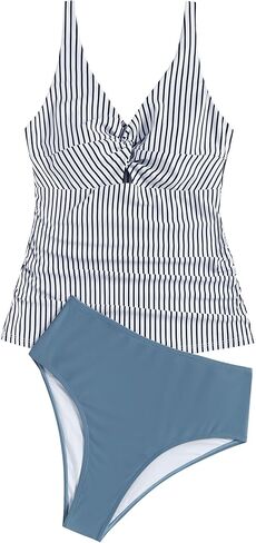 ZAFUL المرأة Tankini المايوه تويست الجبهة البطن التحكم عالية الخصر بيكيني مجموعات قطعتين الاستحمام الدعاوى in Saudi Arabia