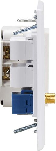 USB Outlet Wallplate,15A 2 Power with Dual 3.6A USB Charger Port Wall Plate with LED Lighting, 4 HDMI HDTV + 1 CAT6 RJ45 Ethernet + Coaxial Cable TV F Type Keystone Face Plate White in Kuwait