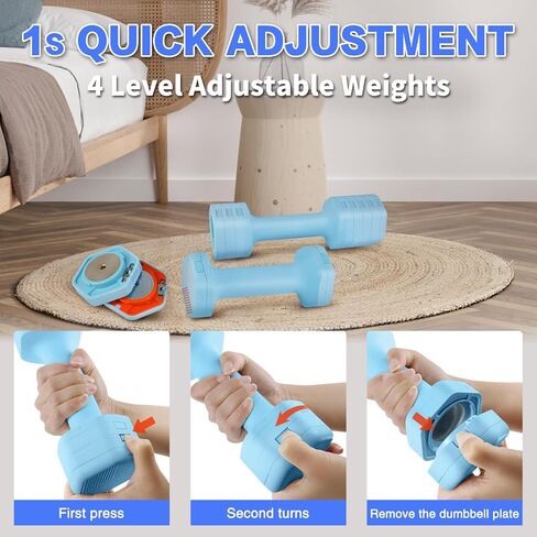 Adjustable Dumbbells Set- 2 lb 3lb 4lb 5lb Free Weights Set for Home Gym Equipment Workouts Strength Training for Women, Men in Saudi Arabia