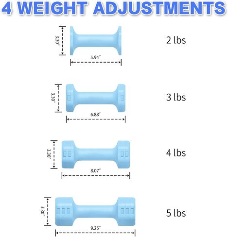 Adjustable Dumbbells Set- 2 lb 3lb 4lb 5lb Free Weights Set for Home Gym Equipment Workouts Strength Training for Women, Men in Saudi Arabia