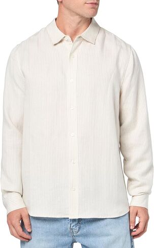 PAIGE Men's Peters Linen Pinstripe Button Up Shirt in Saudi Arabia