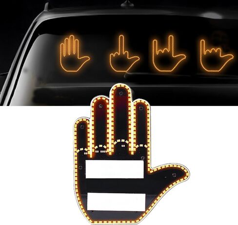 قطعة واحدة من ضوء إيماءات LED للسيارة، 5.9 بوصة × 3.85 بوصة، تذكير تحذيري متعدد الوظائف مضاد للتصادم الخلفي، ضوء راحة اليد التفاعلي، ملحقات شعار النافذة الخلفية، متوافق مع معظم موديلات السيارات (أصفر) in Saudi Arabia