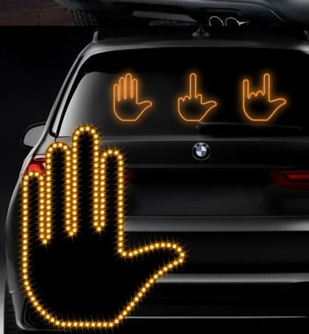 قطعة واحدة من ضوء إيماءات LED للسيارة، 5.9 بوصة × 3.85 بوصة، تذكير تحذيري متعدد الوظائف مضاد للتصادم الخلفي، ضوء راحة اليد التفاعلي، ملحقات شعار النافذة الخلفية، متوافق مع معظم موديلات السيارات (أصفر) in Saudi Arabia