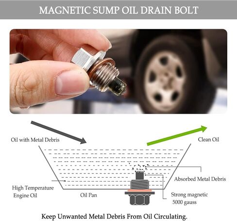 M12x1.25 Magnetic Oil Drain Plug & 5PCS Oil Drain Plug Gasket,Stainless Steel Engine Oil Drain Plug Replacement OEM#0924712101,06331-35012,Compatible with Toyota Lexus Arctic Cat in Saudi Arabia