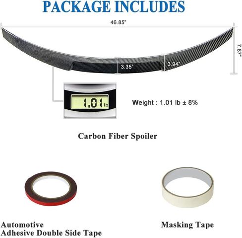 AeroBon Real Carbon Fiber Trunk Spoiler Compatible with 2007-2016 Audi A5 2-Door Coupe 8T3 (H Style) in Kuwait