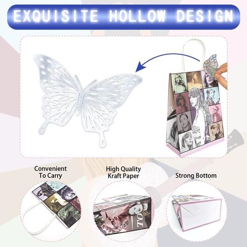 12 حقيبة لحفلات المغني المشهورة، زينة فراشات عيد الميلاد، حقائب هدايا، مجموعة مستلزمات الحفلات للمعجبين in Kuwait