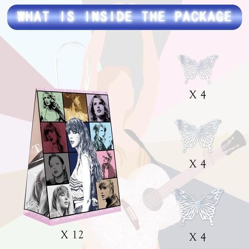 12 حقيبة لحفلات المغني المشهورة، زينة فراشات عيد الميلاد، حقائب هدايا، مجموعة مستلزمات الحفلات للمعجبين in Kuwait