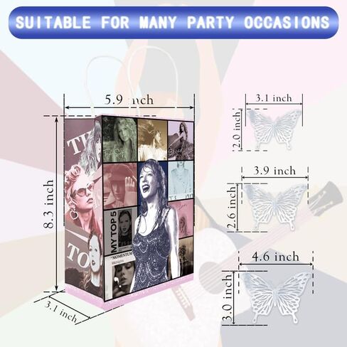 12 حقيبة لحفلات المغني المشهورة، زينة فراشات عيد الميلاد، حقائب هدايا، مجموعة مستلزمات الحفلات للمعجبين in Kuwait