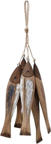 K KILIPES Wood Fish Decor Ornament Wall Hanging Wood Fish Decorations for Home Nautical Wood Fish Wall Decor Distressed Hand Painted Fish Decor2pcs (Blue red) in Saudi Arabia