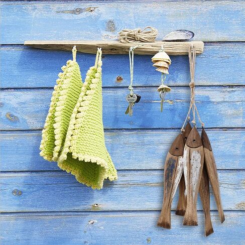 K KILIPES Wood Fish Decor Ornament Wall Hanging Wood Fish Decorations for Home Nautical Wood Fish Wall Decor Distressed Hand Painted Fish Decor2pcs (Blue red) in Saudi Arabia