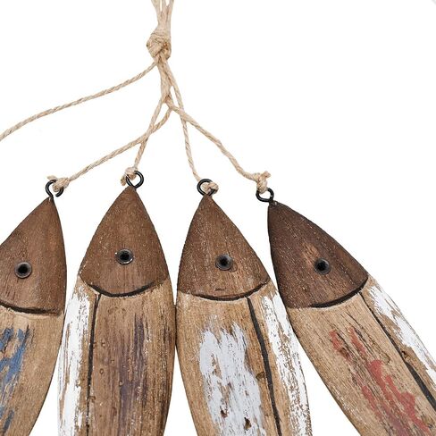 K KILIPES Wood Fish Decor Ornament Wall Hanging Wood Fish Decorations for Home Nautical Wood Fish Wall Decor Distressed Hand Painted Fish Decor2pcs (Blue red) in Saudi Arabia