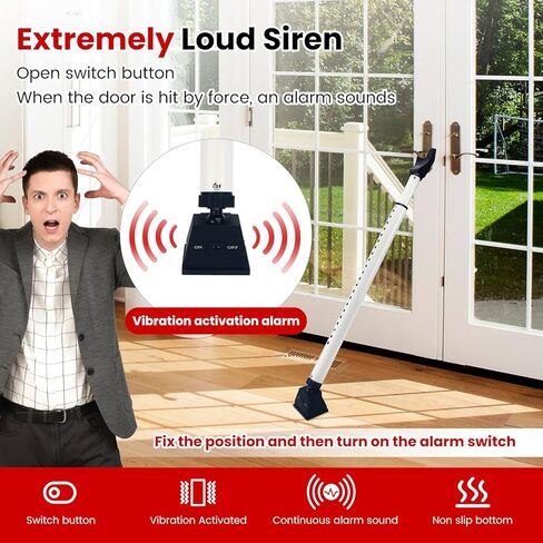 شريط أمان للباب 2 في 1 مع منبه وشريط أمان لقفل الباب المنزلق قابل للتعديل، منبه مسموع بقوة 120 ديسيبل، يمكن تعديله ليناسب معظم الأبواب المفصلية والمنزلقة، من أجل سلامة المنزل والشقة، ومضاد للسرقة in Kuwait