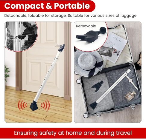 شريط أمان للباب 2 في 1 مع منبه وشريط أمان لقفل الباب المنزلق قابل للتعديل، منبه مسموع بقوة 120 ديسيبل، يمكن تعديله ليناسب معظم الأبواب المفصلية والمنزلقة، من أجل سلامة المنزل والشقة، ومضاد للسرقة in Kuwait