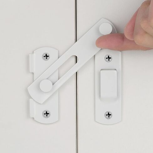 عبوتان من مزالج باب الحظيرة، 2.75 بوصة × 2.02 بوصة، بوابة الحظيرة من الفولاذ المقاوم للصدأ باللون الأبيض، مزلاج باب قابل للطي، قفل باب ثنائي الطي، باب منزلق، قفل بوابة عتيق، مزالج باب خزانة النبيذ، لمسة نهائية بيضاء in Kuwait