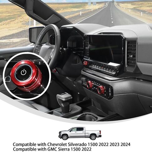 Linskip Dash Control Knob Trim Kit Compatible with 2022 2023 2024 Chevrolet Silverado 1500 & 2022 GMC Sierra 1500, Switch Knob Covers for Chevy Silverado Interior Accessories(Green) in Saudi Arabia