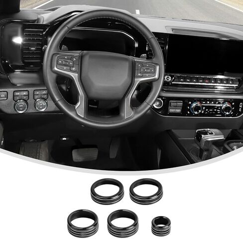 Linskip Dash Control Knob Trim Kit Compatible with 2022 2023 2024 Chevrolet Silverado 1500 & 2022 GMC Sierra 1500, Switch Knob Covers for Chevy Silverado Interior Accessories(Green) in Saudi Arabia
