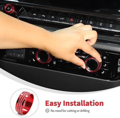 Linskip Dash Control Knob Trim Kit Compatible with 2022 2023 2024 Chevrolet Silverado 1500 & 2022 GMC Sierra 1500, Switch Knob Covers for Chevy Silverado Interior Accessories(Green) in Saudi Arabia