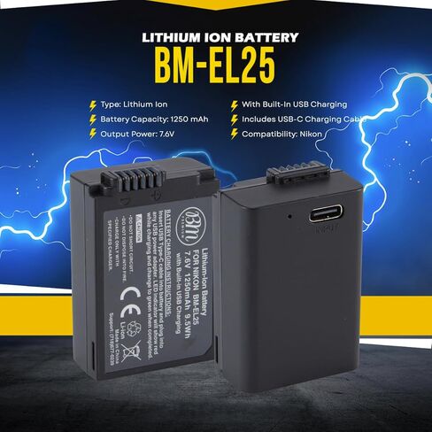 بطارية BM Premium EN-EL25 مع منفذ شحن USB-C مدمج لكاميرات Nikon Z30 وZ50 وZ fc الرقمية in Saudi Arabia