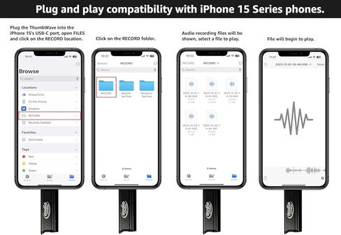 ThumbWave 32GB USB-C Audio Recorder Flash Storage Drive with 144 Hour Audio Recording Capacity for Business Meetings, Lecture Notes, Musical Inspiration, Personal Memoirs in Kuwait
