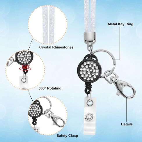 SAVORI Bling Lanyard للنساء، حبال كريستالية مقاس 32.9 بوصة مع حامل لبطاقة الهوية، حبل من حجر الراين قابل للسحب لمفاتيح المحفظة والهواتف والنظارات هدية للنساء (أرجواني، شارة قابلة للسحب) in Kuwait