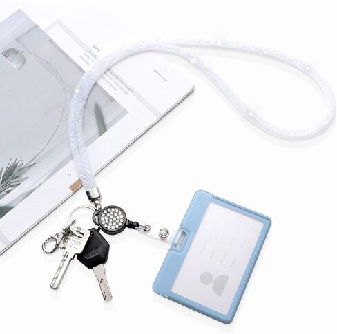 SAVORI Bling Lanyard للنساء، حبال كريستالية مقاس 32.9 بوصة مع حامل لبطاقة الهوية، حبل من حجر الراين قابل للسحب لمفاتيح المحفظة والهواتف والنظارات هدية للنساء (أرجواني، شارة قابلة للسحب) in Kuwait