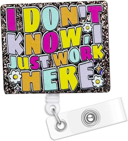 I Don't Know I JUST Work HERE Badge Badge Reel Holder Retractable with ID Clip for Nurse Nursing Name Tag Card Cute Funny Nursing Student Doctor RN Medical Assistant Work Office Alligator Clip in Saudi Arabia