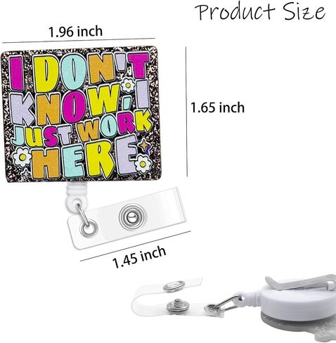 I Don't Know I JUST Work HERE Badge Badge Reel Holder Retractable with ID Clip for Nurse Nursing Name Tag Card Cute Funny Nursing Student Doctor RN Medical Assistant Work Office Alligator Clip in Saudi Arabia
