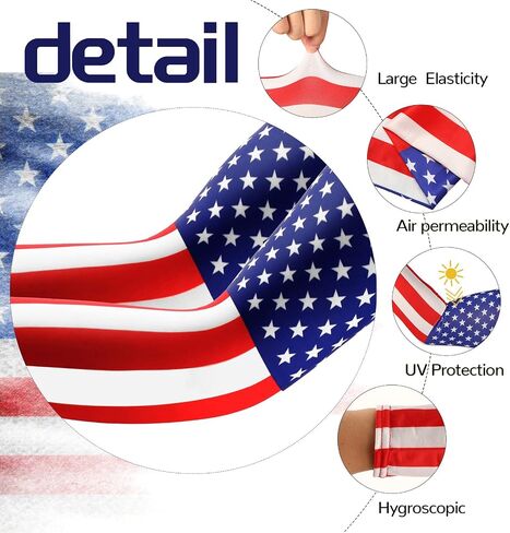 Zhanmai 10 Pairs Men Arm Sleeves Sport USA Flag Arm Covers Cooling UV Sun Protection Arm Guard Men Women Tattoo Cover up in Saudi Arabia