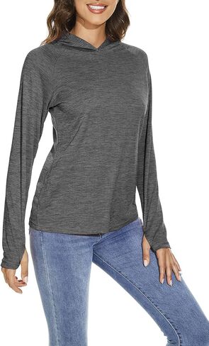 KINGFEN Women's UPF 50+ Sun Protection Shirt Long Sleeve Lightweight Hoodie UV Quick Dry Shirts Hiking Long Sleeve Tops in Saudi Arabia
