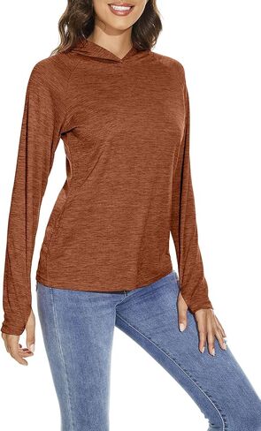 KINGFEN Women's UPF 50+ Sun Protection Shirt Long Sleeve Lightweight Hoodie UV Quick Dry Shirts Hiking Long Sleeve Tops in Saudi Arabia