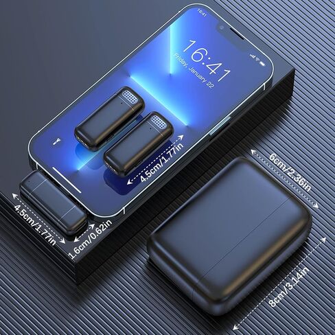قطعتان من ميكروفون Lavalier اللاسلكي لجهاز iPhone iPad مع علبة شحن - مشبك Ecomxia 7H على ميكروفون لاسلكي لتسجيل الفيديو ومدونات الفيديو واليوتيوب و3 أوضاع Denoise (2 TX + 1 RX + حقيبة شحن) in Kuwait