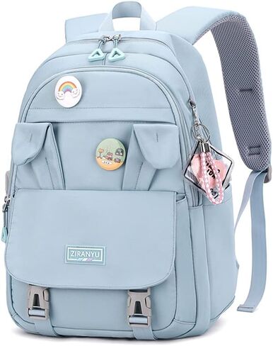 Cute School Backpack for Girls,Bunny Kids Backpack Elementary Bookbag for Teens Kawaii Multi-pocket Daypack,Black in Saudi Arabia