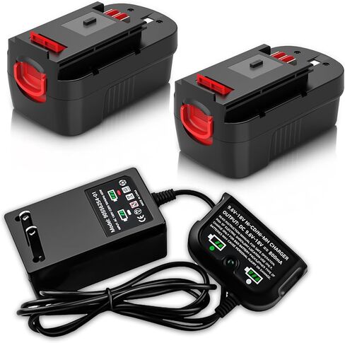 2 Packs 4500mAh Ni-Mh 18 Volt HPB18 Battery and Charger Compatible with Black and Decker 18V Battery A1718 244760-00 Firestorm FSB18 FS18FL FS180BX FS18BX(Black) in Saudi Arabia